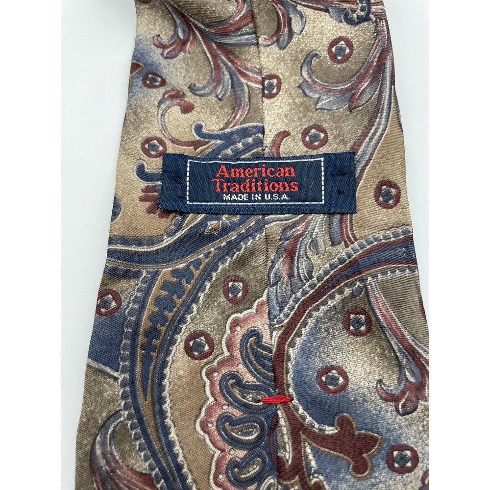 American Traditions Mens Silk Paisley Neck Tie Made in USA - Picture 2 of 5